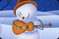 Snowmen Playing Music Stationery, Backgrounds